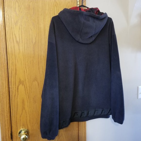 Reebok Navy Blue 1/4 Zip Hoodie with Red Camo Mesh Hood | Men's Size XL - Picture 2 of 14